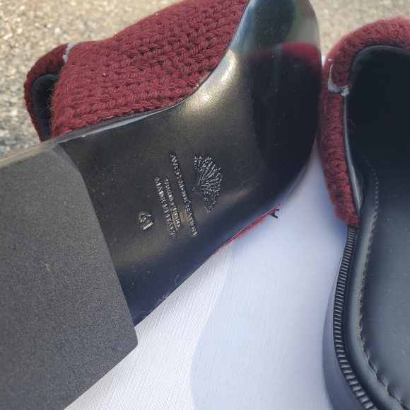 NIB AVEC MODERATION Zermatt Argyle Red Knit Leather Slide Slippers Sandals sz 41 - Picture 8 of 8